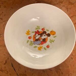 Disney Mickey & Minnie Mouse Large Serving Bowl Fall Pumpkin Thanksgiving NEW